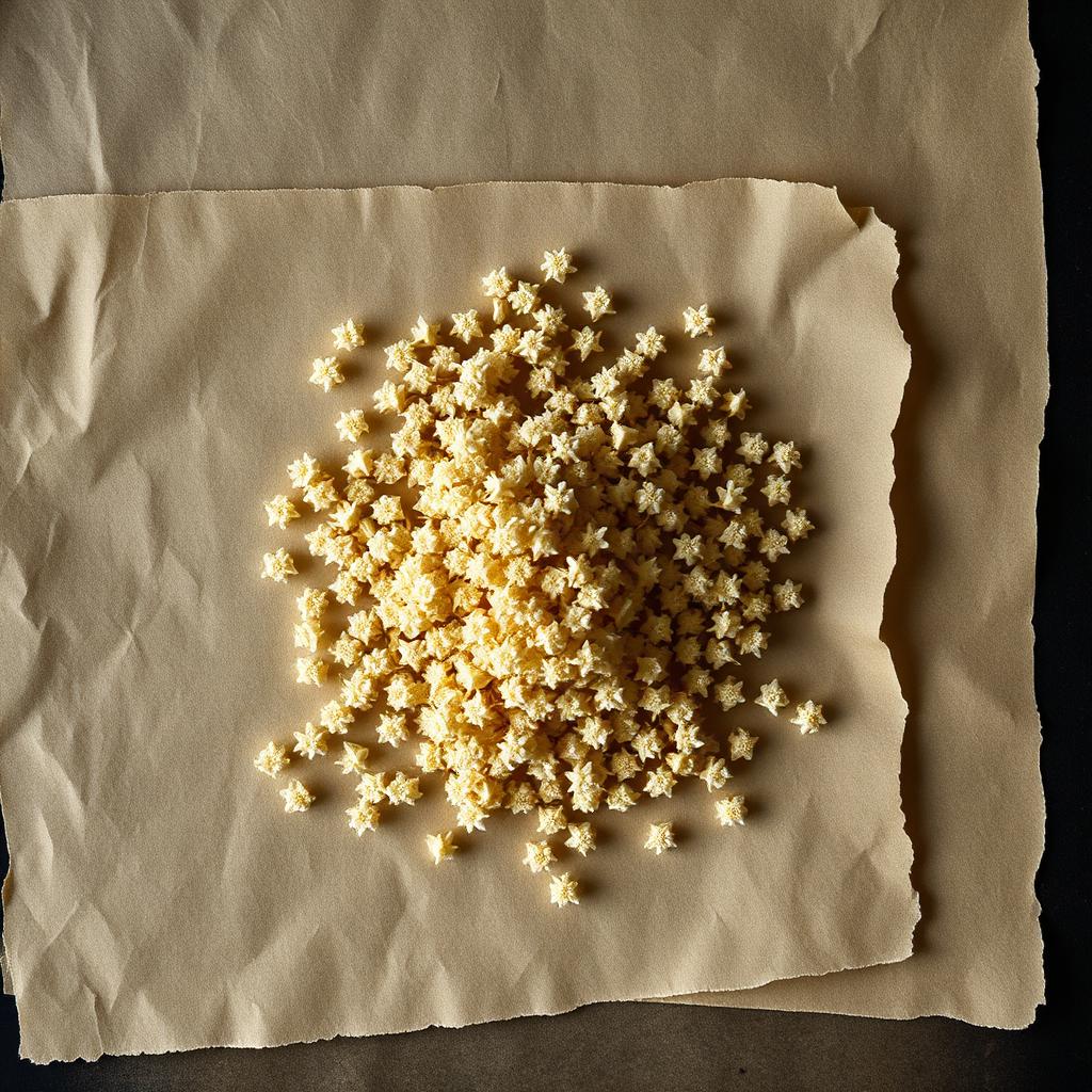 A pile of Elderflower on aged cream parchment