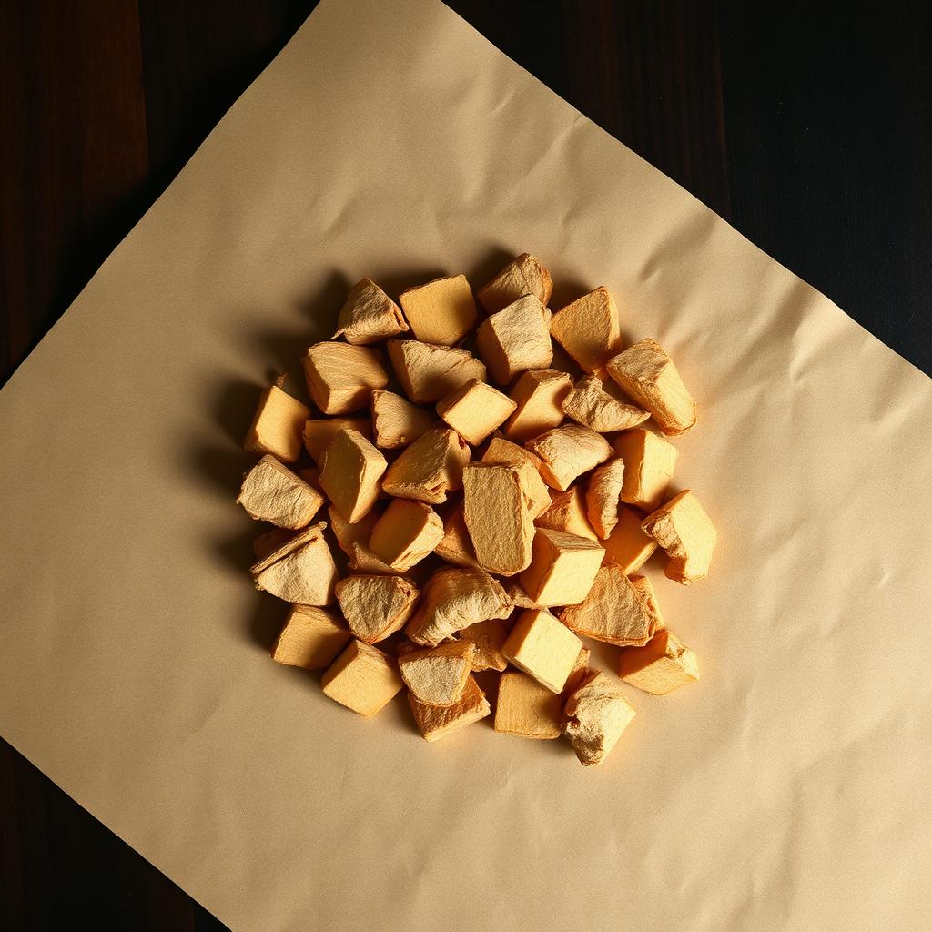 A pile of Ginger on aged cream parchment