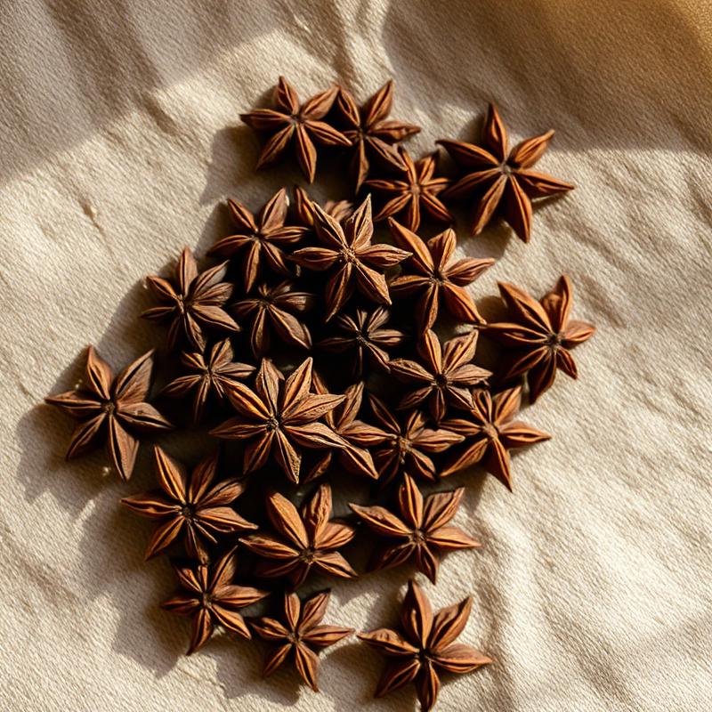 A pile of Star anise on aged cream parchment