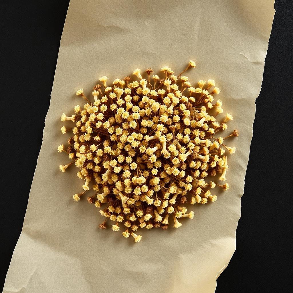 A pile of Yarrow on aged cream parchment
